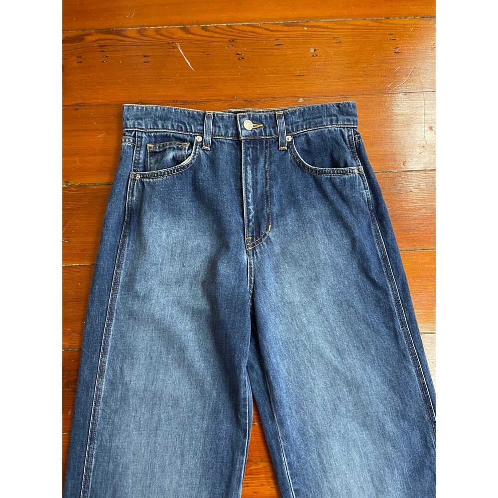 ✨Veronica Beard Womens Taylor Wide Leg Denim Raw Hem Silk Blend Jeans Size 28 - Picture 4 of 11